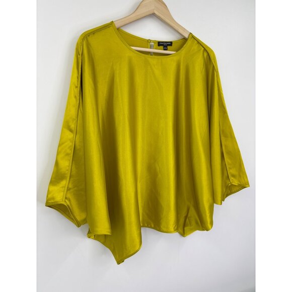 Cha Cha Vente Satin Dolman Sleeve Blouse Yellow Large NWOT - Picture 2 of 5